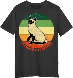 Siamese Cat Siting Retro Sunset T-Shirt, Gift Siamese Cat Siting Retro Sunset T-Shirt, Funny Siamese Cat Siting Retro Sunset T-Shirt Black