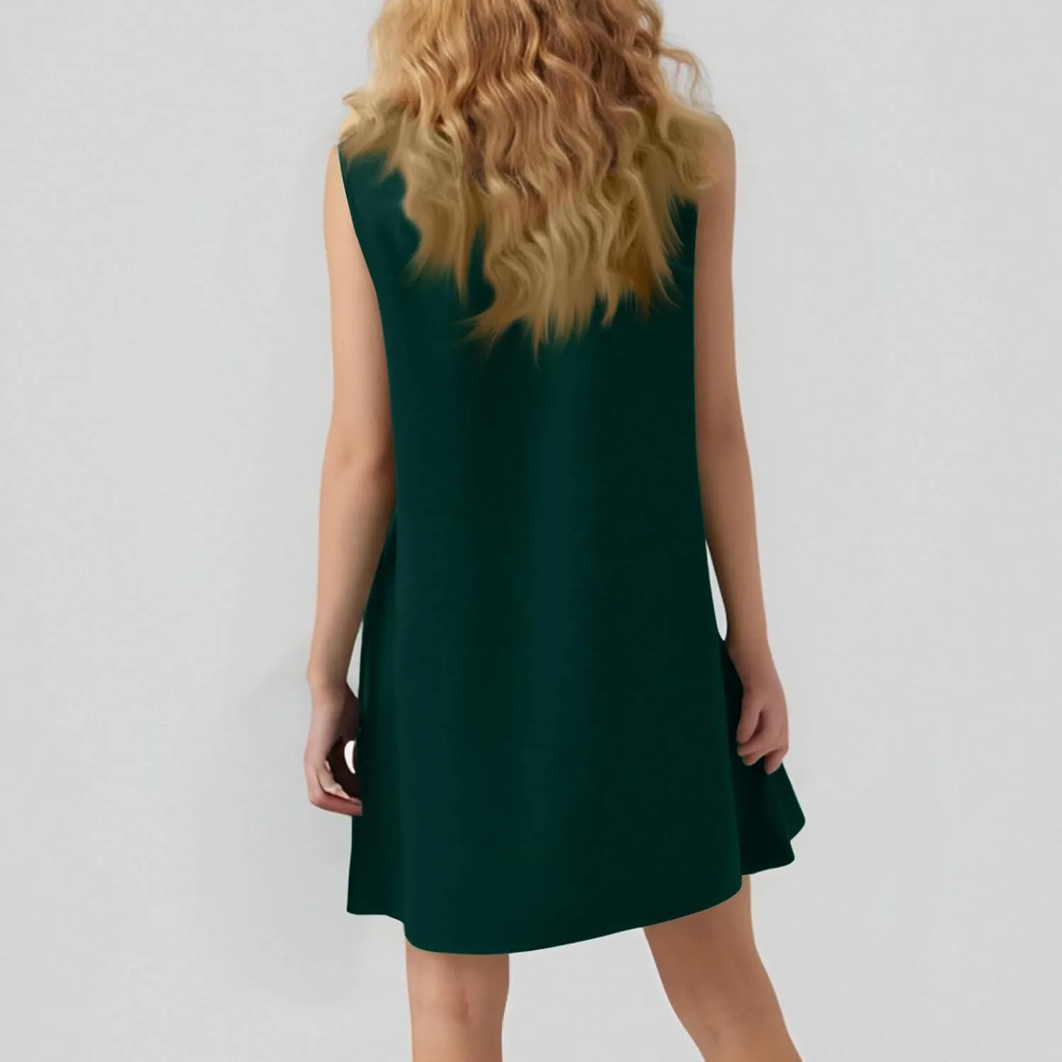 Sleeveless Dress for Women Crewneck Casual Summer Mini Dresses Trendy Ruffle A Line Babydoll Dress Cute Short Sundress