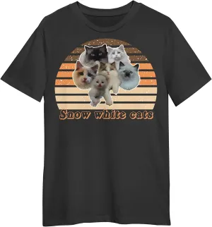 Snow White Cats Retro Sunset T-Shirt, Gift Snow White Cats Retro Sunset T-Shirt, Funny Snow White Cats Retro Sunset T-Shirt