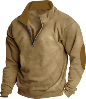 Solid Hoodie Pullover Sweater Men's Fashion Fall And Winter Casual Long Sleeve Half Zip Long Sleeve Sweatshirt Top