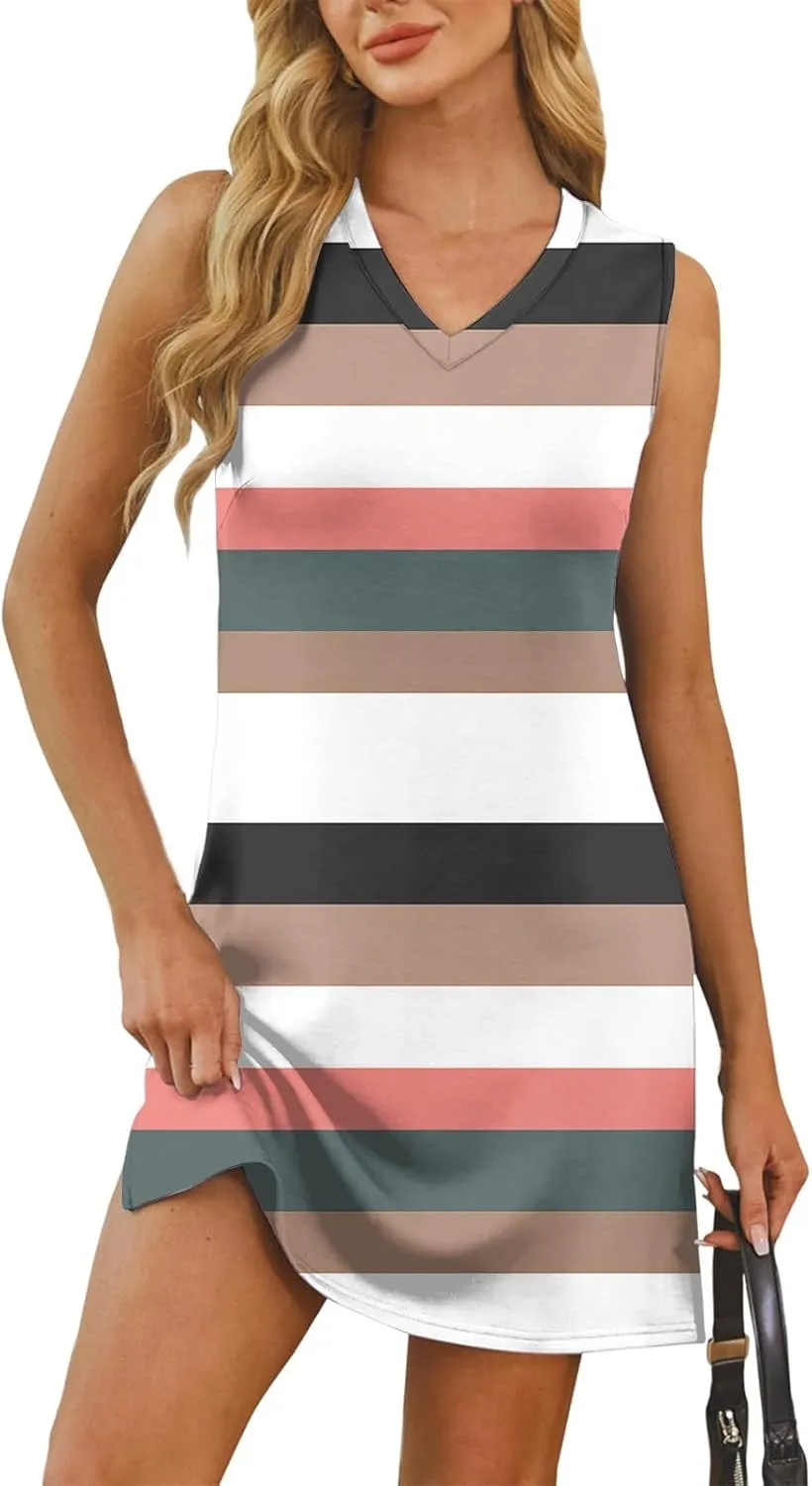 Summer Dresses for Women 2025 Casual Floral Sundresses Sleeveless T Shirt Dresses Beach Loose Tank Dress with Split