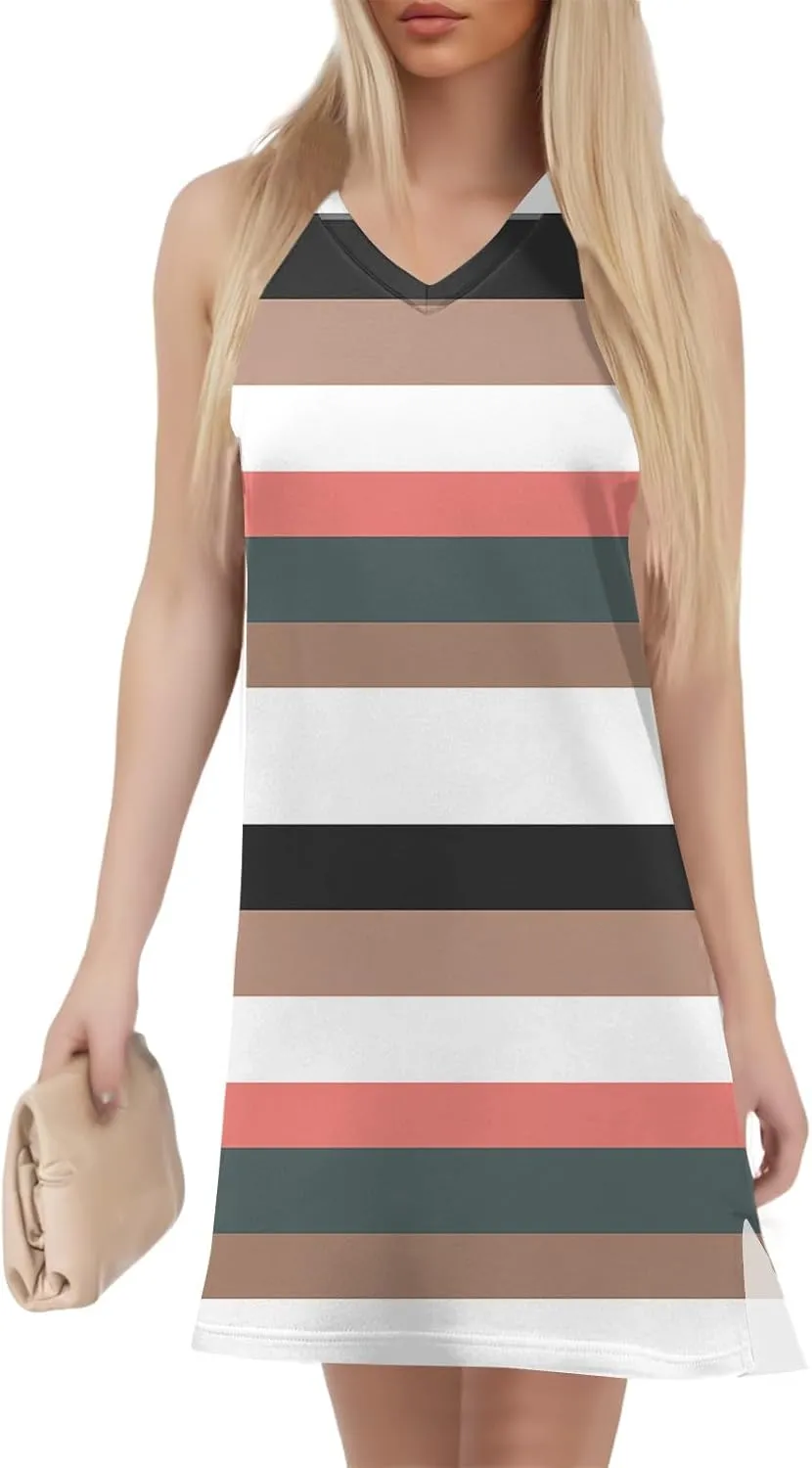 Summer Dresses for Women 2025 Casual Floral Sundresses Sleeveless T Shirt Dresses Beach Loose Tank Dress with Split