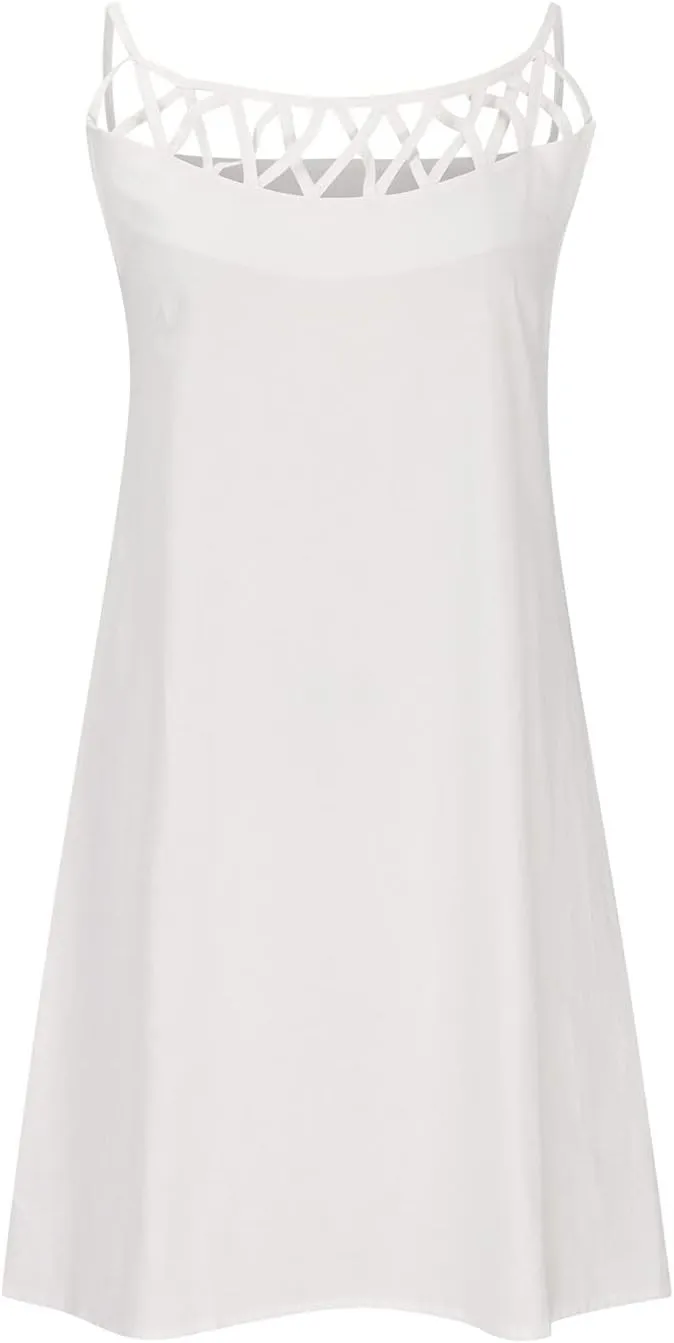 Summer Dresses for Women 2025 Casual Trendy Hollow Out Halter Neck A-line Sundress Beach Vacation Outfits Midi Dress