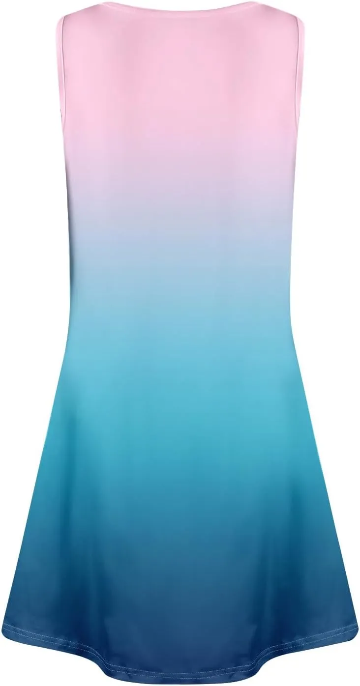 Summer Dresses for Women 2025 Loose Boho Beach Tank Dress V Neck Casual T Shirt Dresses Floral Sleeveless Sundresses