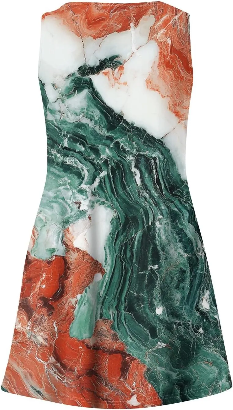 Summer Dresses for Women 2025 Sleeveless Loose Sundresses V Neck Boho Beach T Shirt Dresses Casual Floral Tank Dress