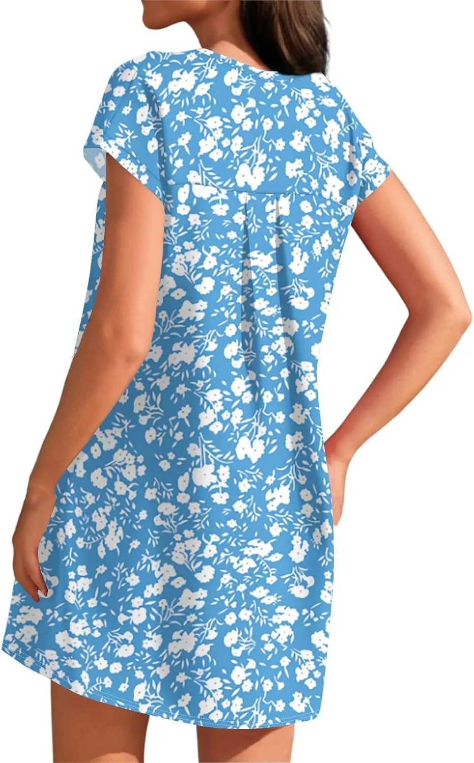 Summer Dresses for Women 2025s Casual Cap Sleeve Crewneck Loose Mini Dresses Casual Floral Beach T Shirt Dres