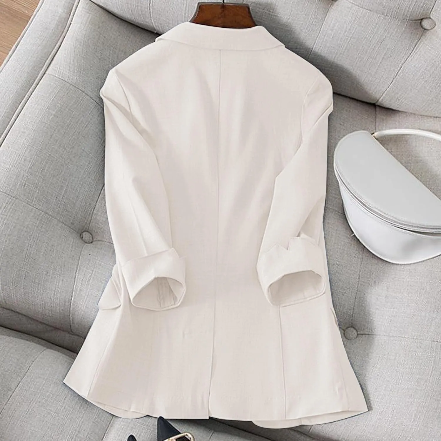 Summer Linen Blazers for Women 2025 Trendy Lightweight Casual One Button Work Jackets Thin Shirts Blazer with Pockets