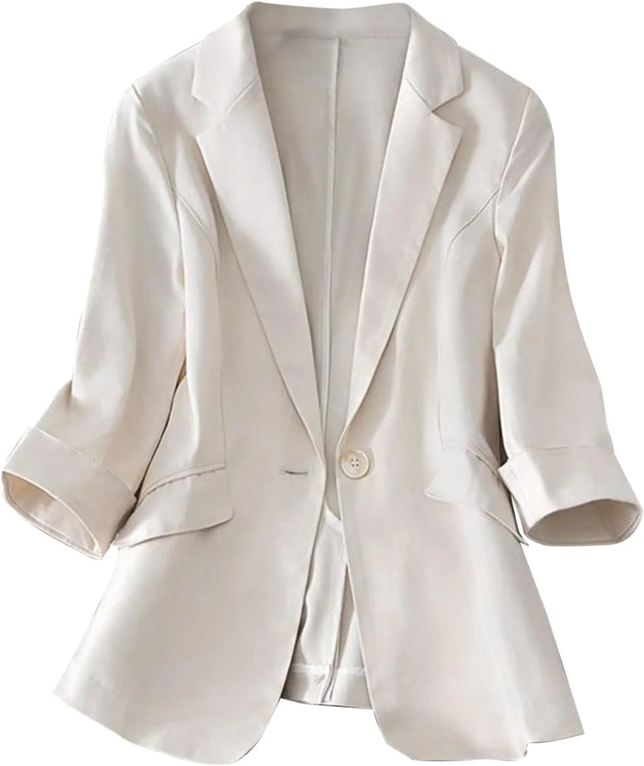 Summer Linen Blazers for Women 2025 Trendy Lightweight Casual One Button Work Jackets Thin Shirts Blazer with Pockets