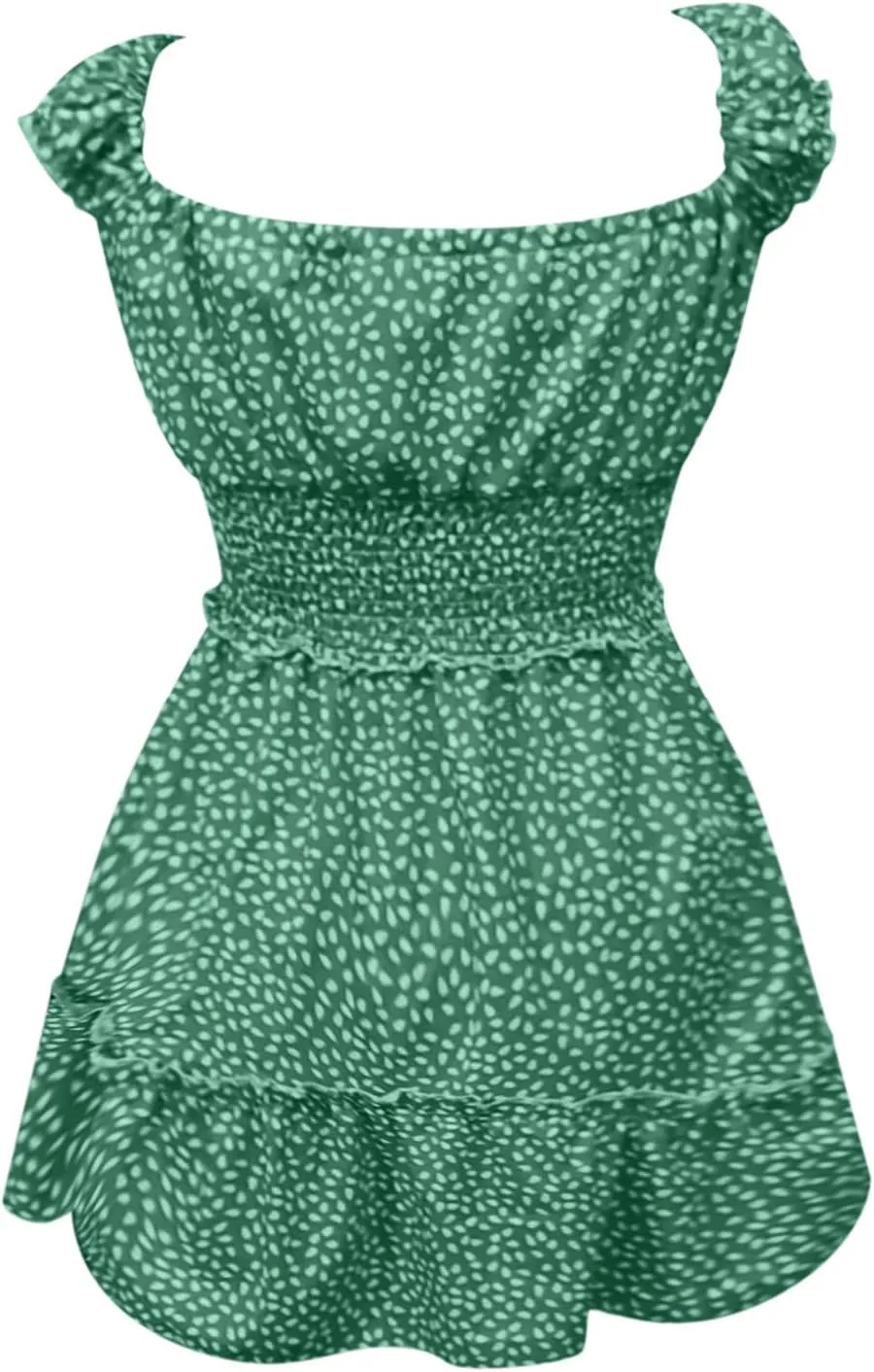 Sundress for Women Fashion Summer Casual Sweetheart Neckline Puff Sleeve Floral High Waist Boho Beach Mini Dress