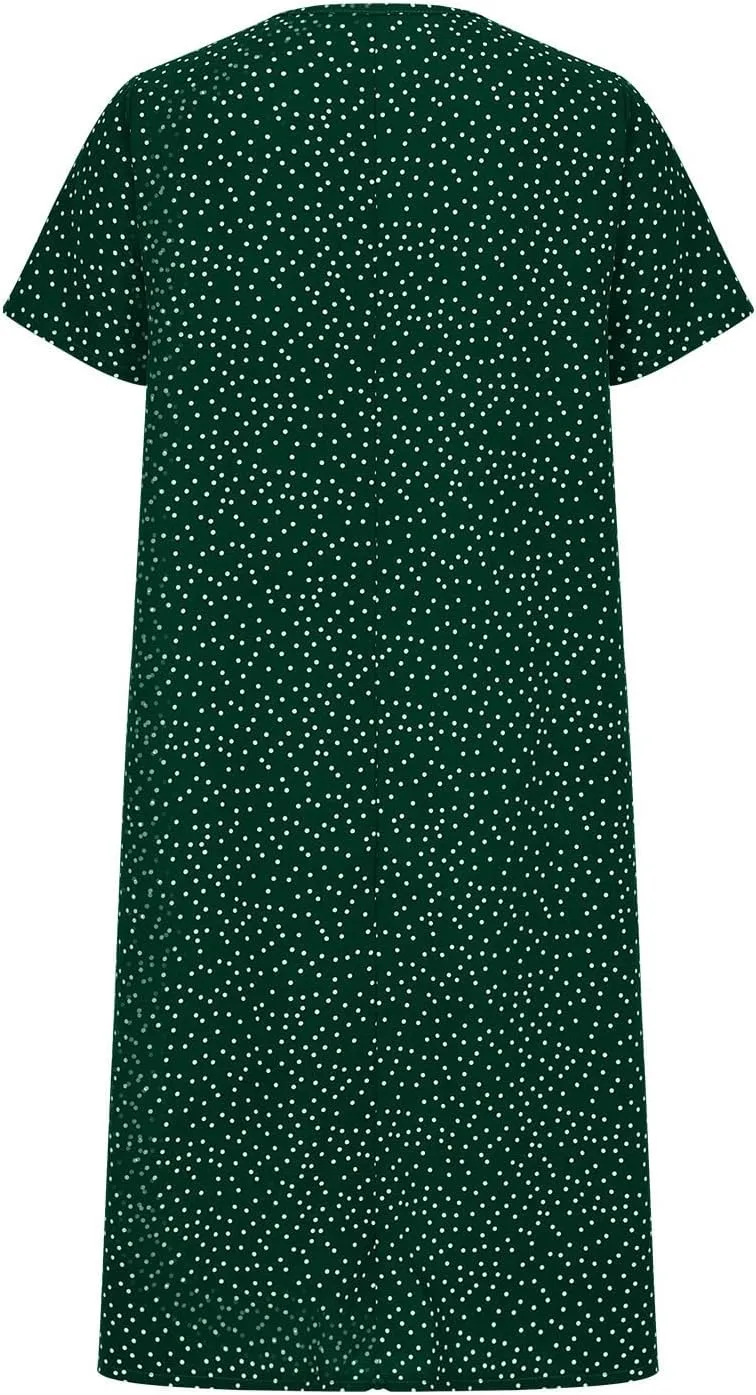 Sundresses for Women 2024 Trendy Boho Floral Print Short Ruffle Sleeve Dress Casual Midi Tshirt Slim Outfits Wedding