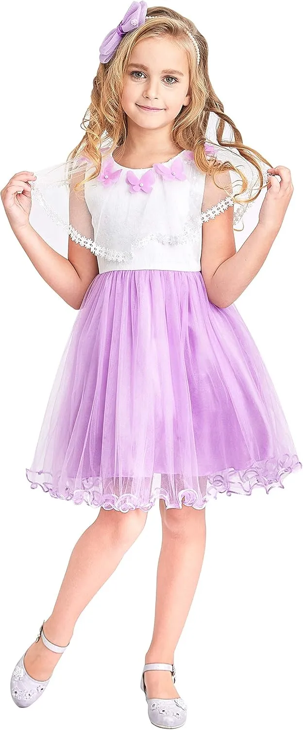 Sunny Fashion Girls Dress Cape Cloak Dress Purple Wedding Size 5-12