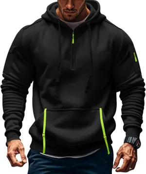 Sweatshirts for Men 1/4 Zip Soft Lightweight Fashion Drawstring Men's Sweatshirts Cool Vintage Hoodie with Pockets