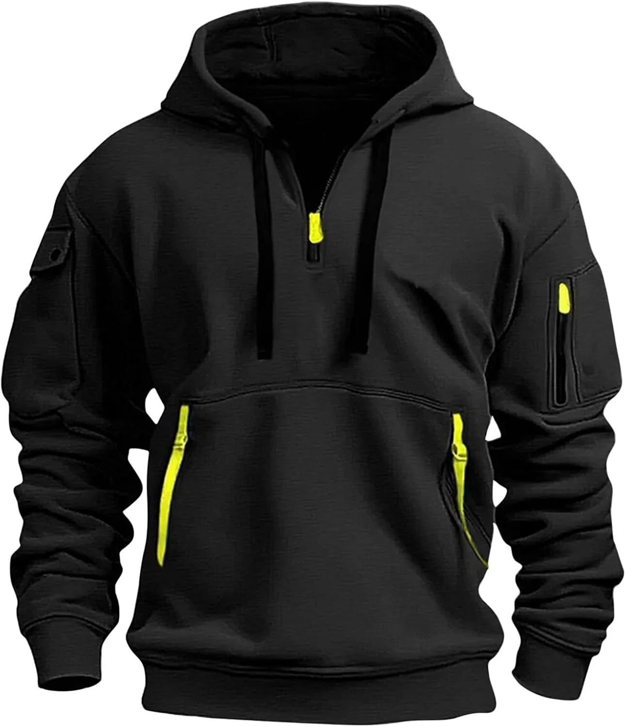 Sweatshirts for Men 1/4 Zip Soft Lightweight Fashion Drawstring Men's Sweatshirts Cool Vintage Hoodie with Pockets
