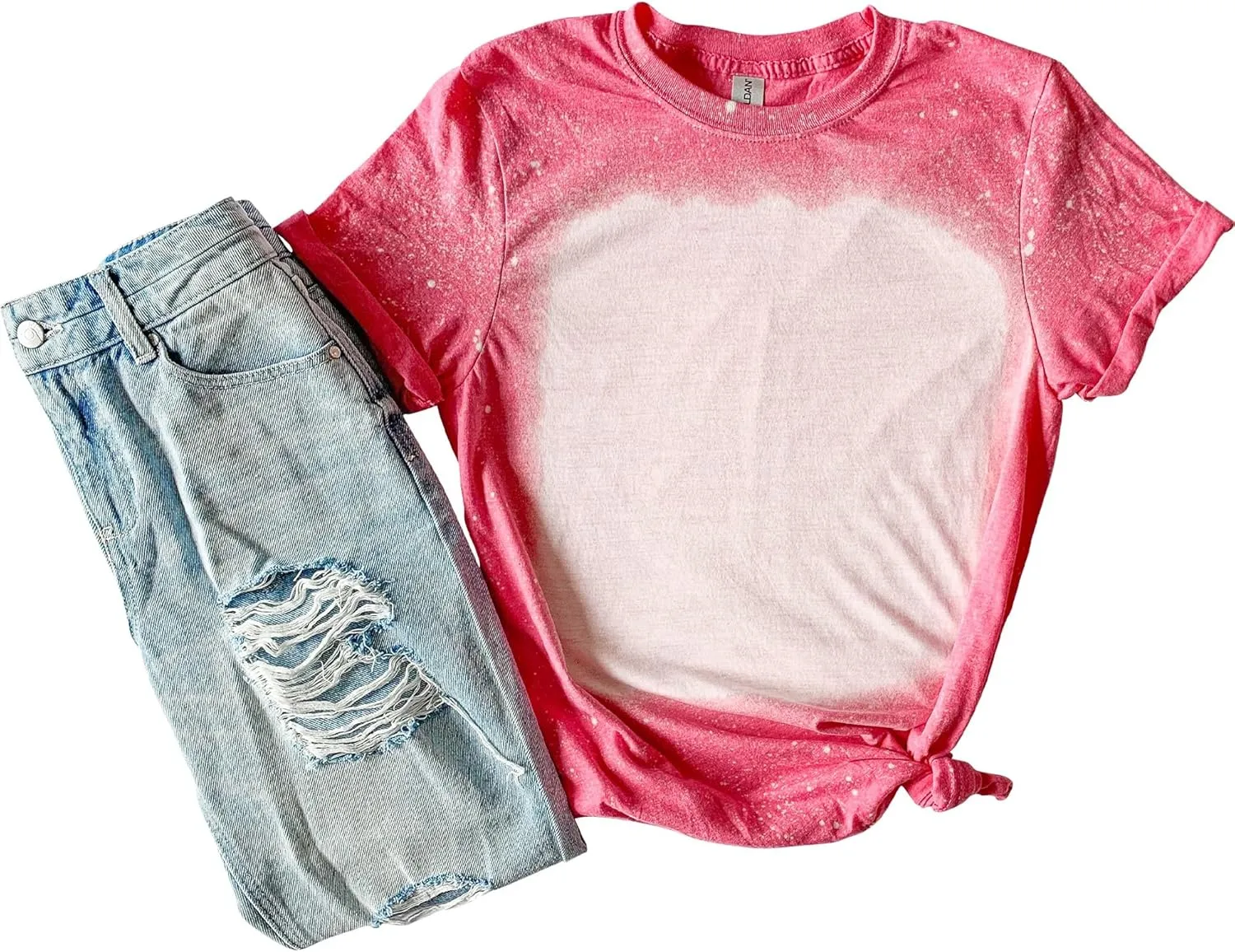 T Shirt Blanks Sublimation Bleached T-Shirt for Women Top Bulk Graphic Tees Comfy Trendy