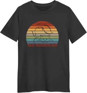 Tail Wagging Cat Retro Sunset T-Shirt, Gift Tail Wagging Cat Retro Sunset T-Shirt, Funny Tail Wagging Cat Retro Sunset T-Shirt, Love Tail Wagging Cat Retro Sunset T-Shirt Black