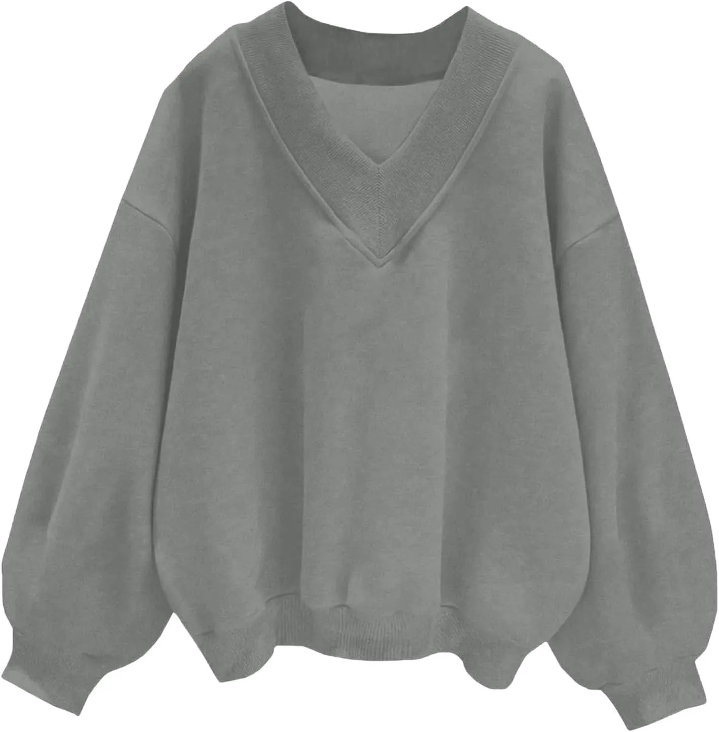 TANGNADE Women's Oversized Sweatshirts Long Sleeve Solid Hoodies V Neck Pullover Casual Sweaters 2024 Fall Clothes Trendy