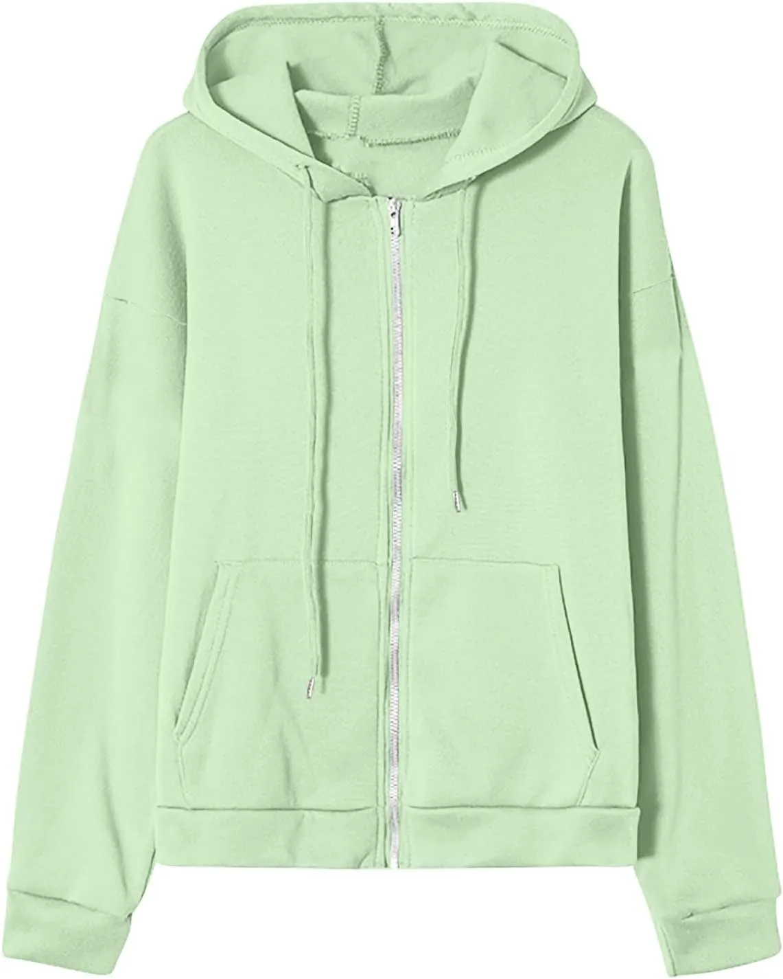 TANGNADE Women's Zip Up Hoodies Drawstring Fall Jacket Oversized Casual Sweatshirts Pullover with Pocket 2024 Winter Clothes