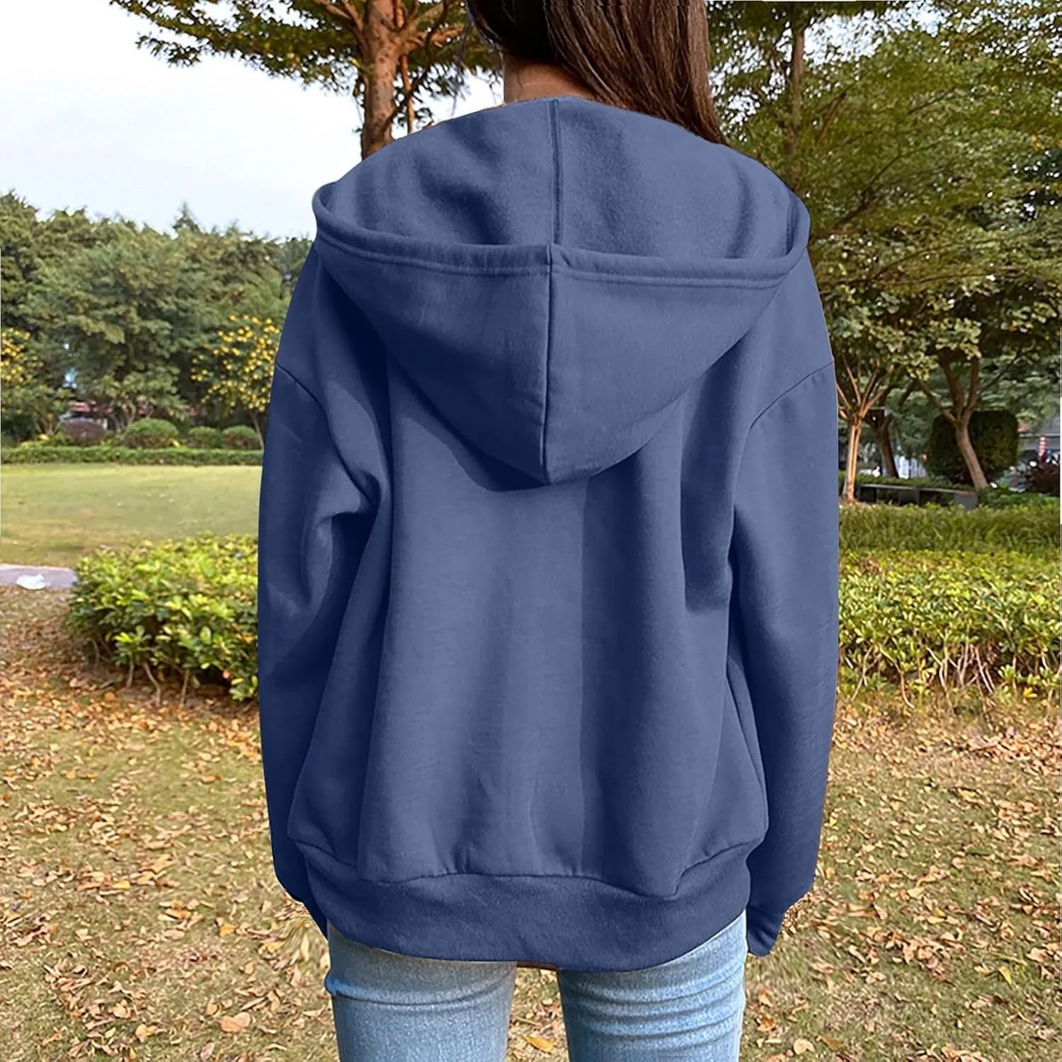 TANGNADE Women's Zip Up Hoodies Drawstring Fall Jacket Oversized Casual Sweatshirts Pullover with Pocket 2024 Winter Clothes