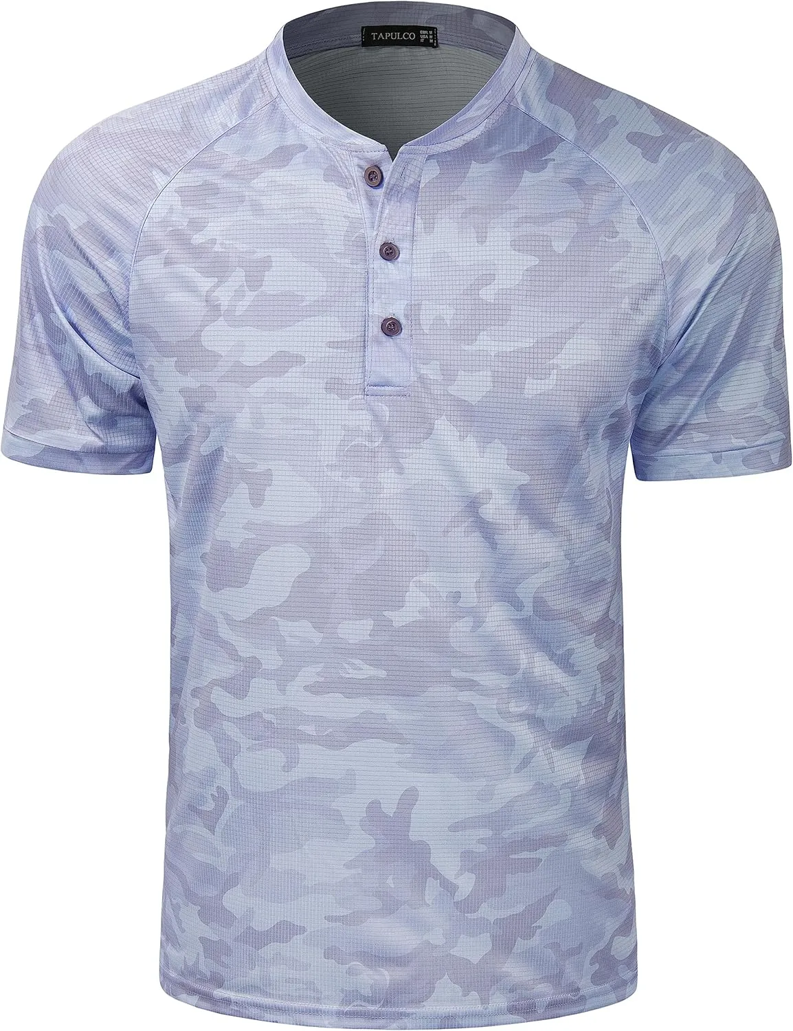 TAPULCO Mens Collarless Golf Shirts Short Sleeve Dry Fit Stretch Casual Breathable Lightweight Tshirts