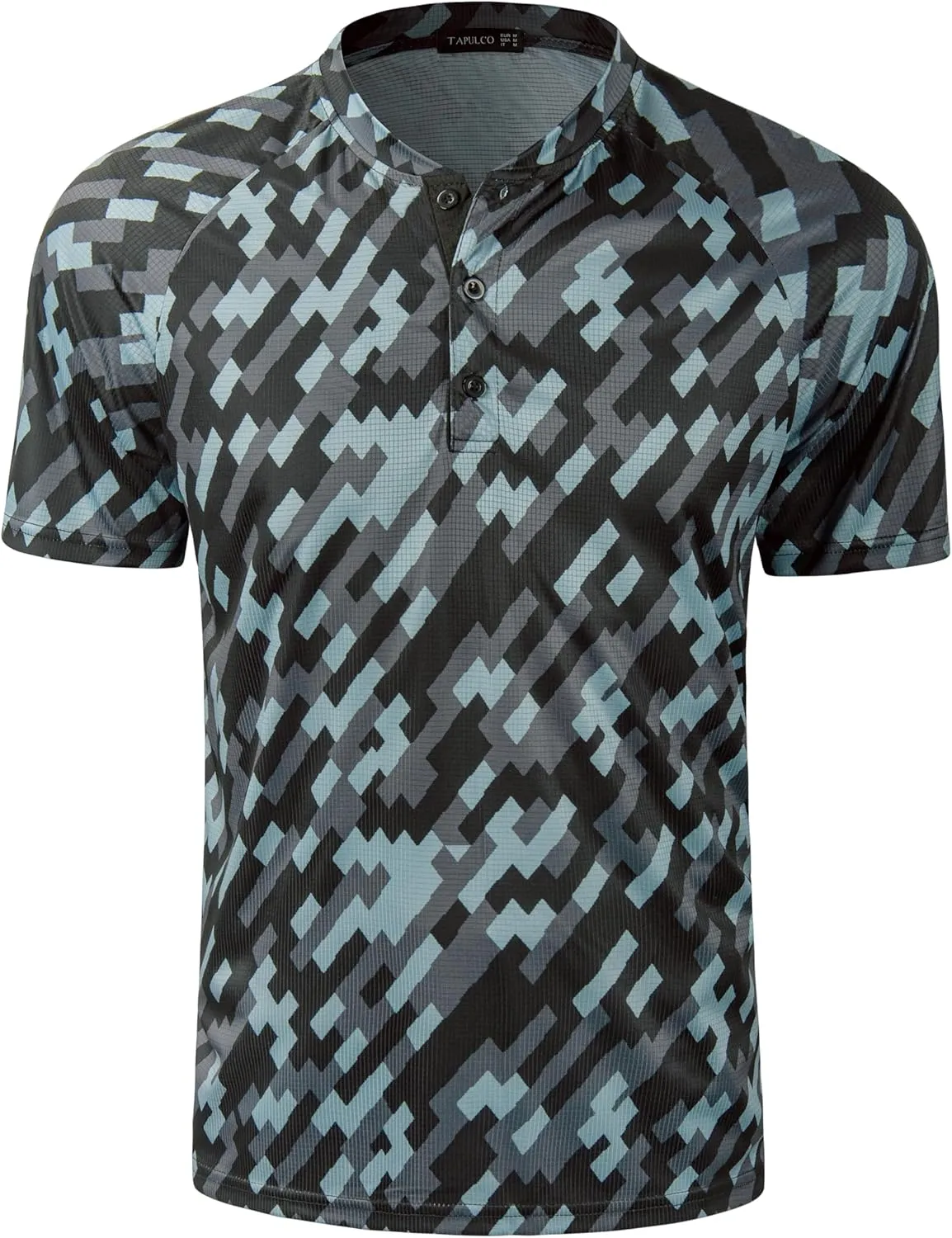 TAPULCO Mens Collarless Golf Shirts Short Sleeve Dry Fit Stretch Casual Breathable Lightweight Tshirts