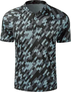 TAPULCO Mens Collarless Golf Shirts Short Sleeve Dry Fit Stretch Casual Breathable Lightweight Tshirts