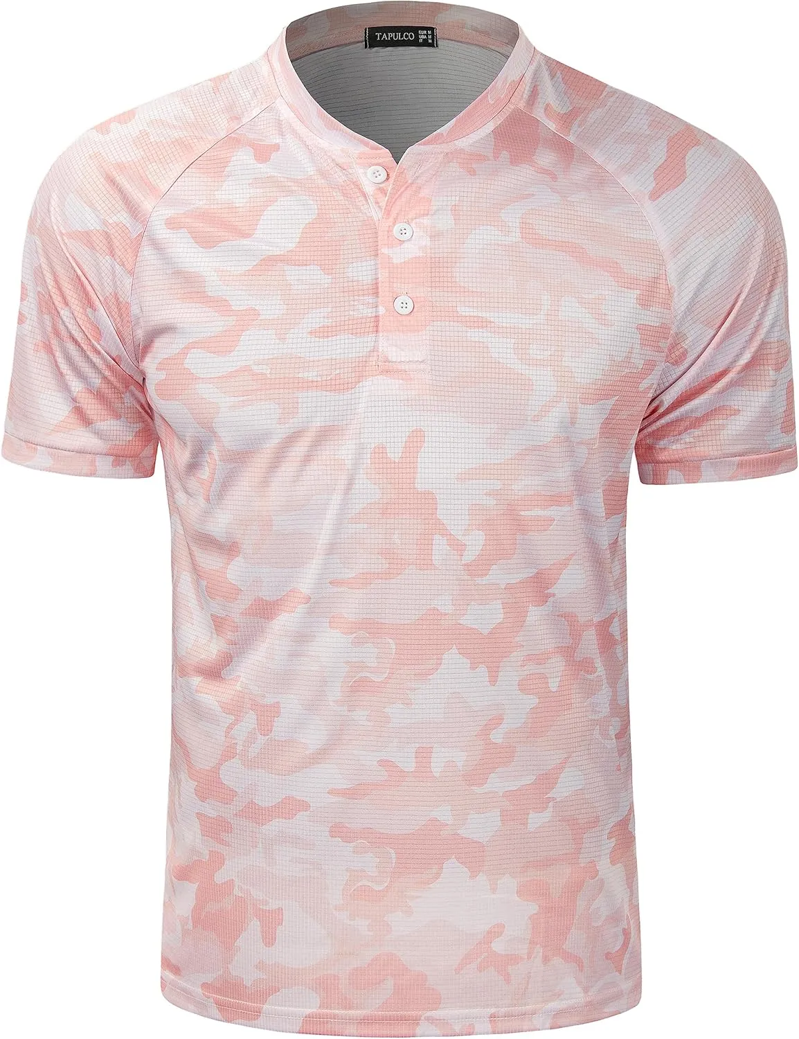 TAPULCO Mens Collarless Golf Shirts Short Sleeve Dry Fit Stretch Casual Breathable Lightweight Tshirts
