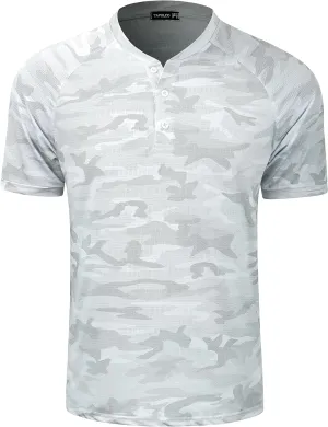 TAPULCO Mens Collarless Golf Shirts Short Sleeve Dry Fit Stretch Casual Breathable Lightweight Tshirts