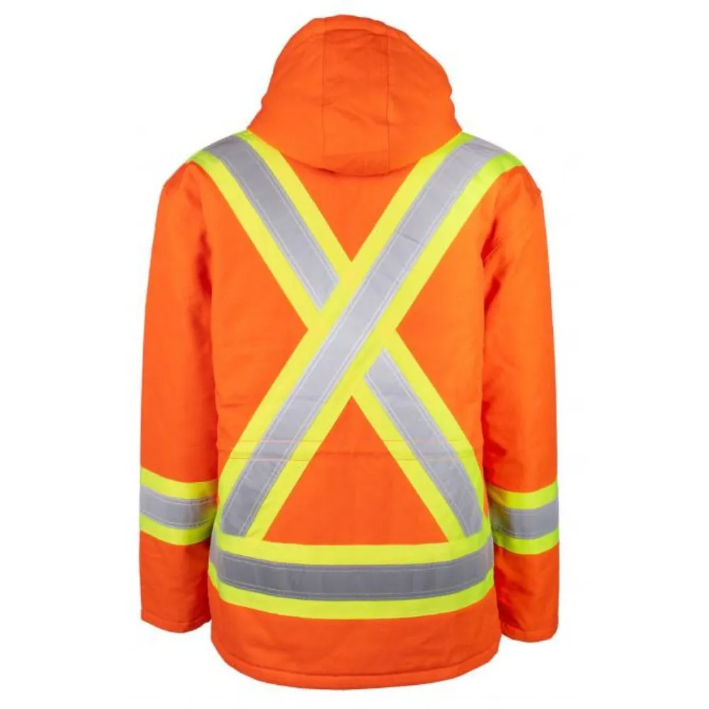 Terra Hi-VIS Men's Lined Winter Canvas Safety Parka 116568OR - Orange