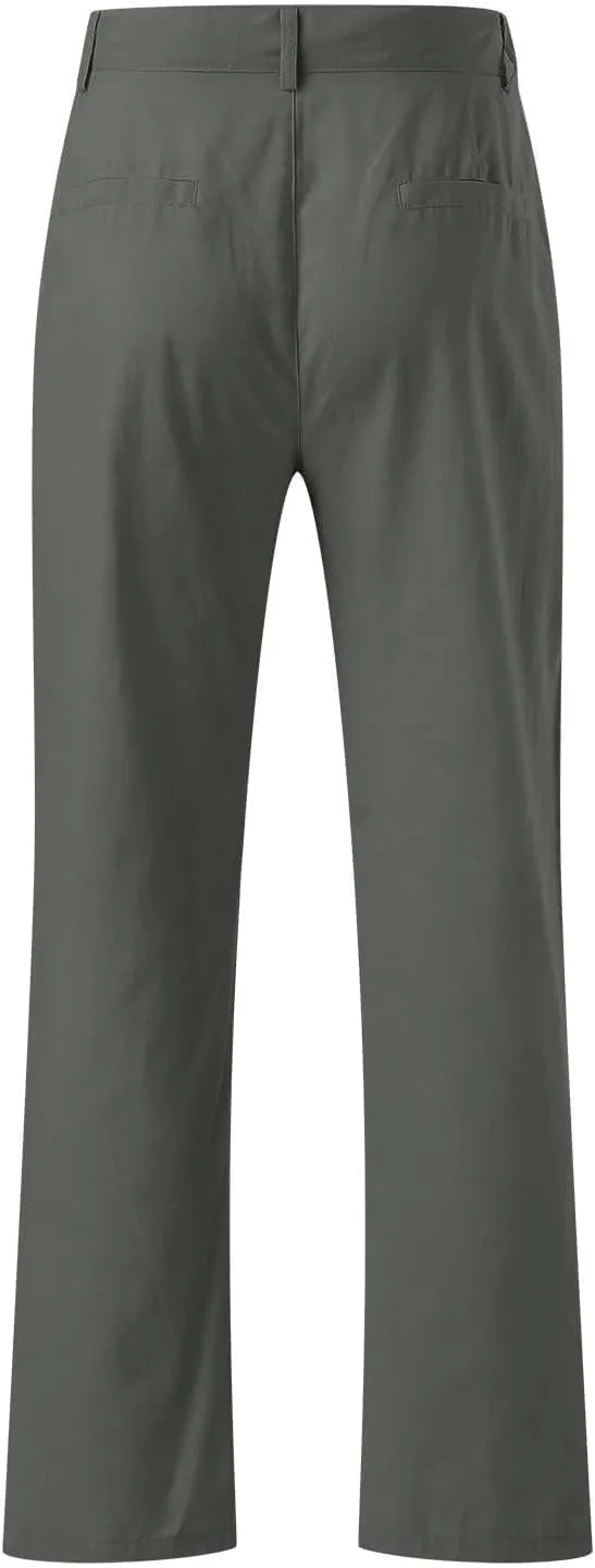 Thatrich Men's Business Casual Pants Slim Fit Formal Golf Pants Linen Casual Summer Trousers Breathable Lightweight Slacks