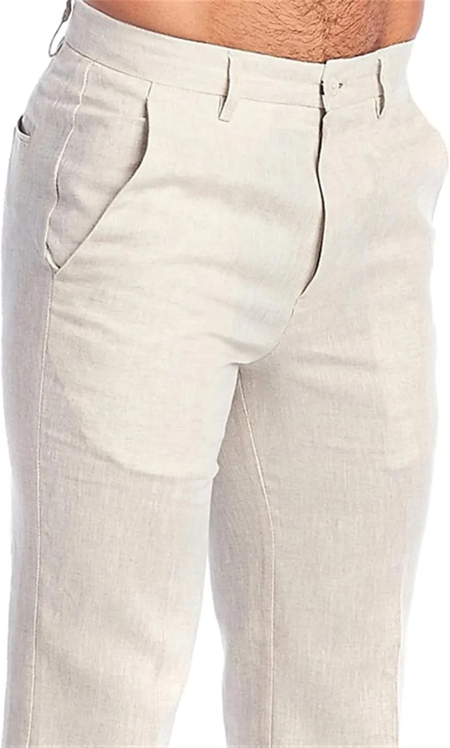 Thatrich Men's Business Casual Pants Slim Fit Formal Golf Pants Linen Casual Summer Trousers Breathable Lightweight Slacks