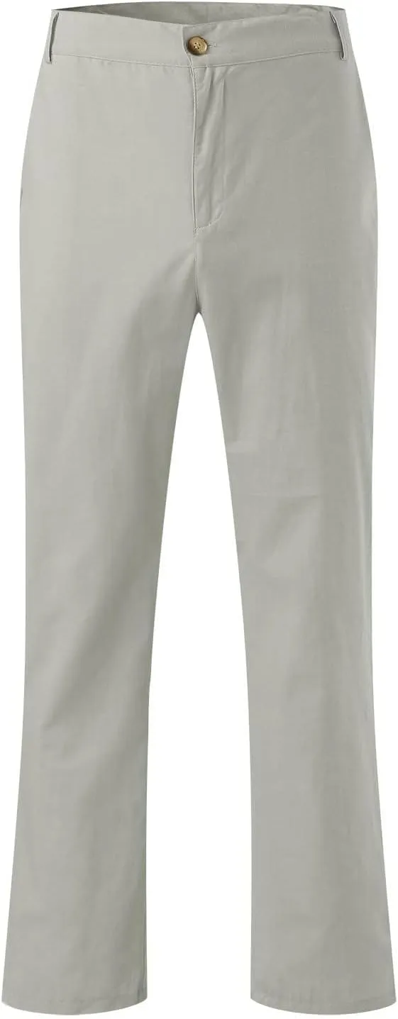 Thatrich Men's Business Casual Pants Slim Fit Formal Golf Pants Linen Casual Summer Trousers Breathable Lightweight Slacks