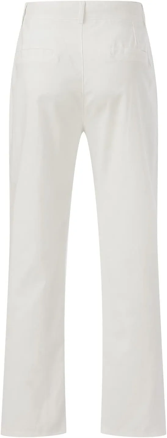 Thatrich Men's Business Casual Pants Slim Fit Formal Golf Pants Linen Casual Summer Trousers Breathable Lightweight Slacks