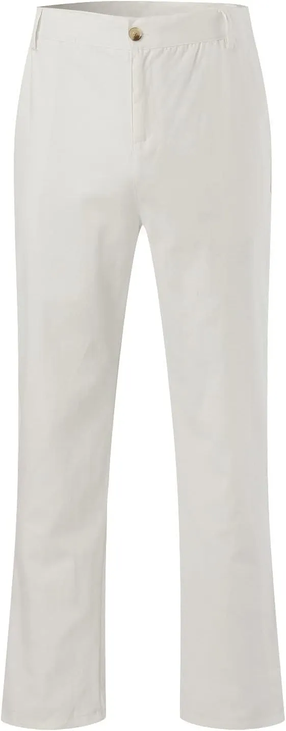 Thatrich Men's Business Casual Pants Slim Fit Formal Golf Pants Linen Casual Summer Trousers Breathable Lightweight Slacks