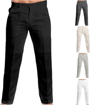 Thatrich Men's Business Casual Pants Slim Fit Formal Golf Pants Linen Casual Summer Trousers Breathable Lightweight Slacks