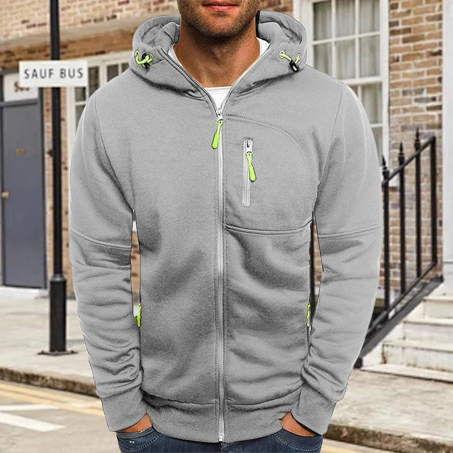 Thatrich Mens Oversized Hoodies Full Zip Hood Sweatshirt Lightweight Fleece Lined Jacket Casual Workout Sweatshirts Outerwear