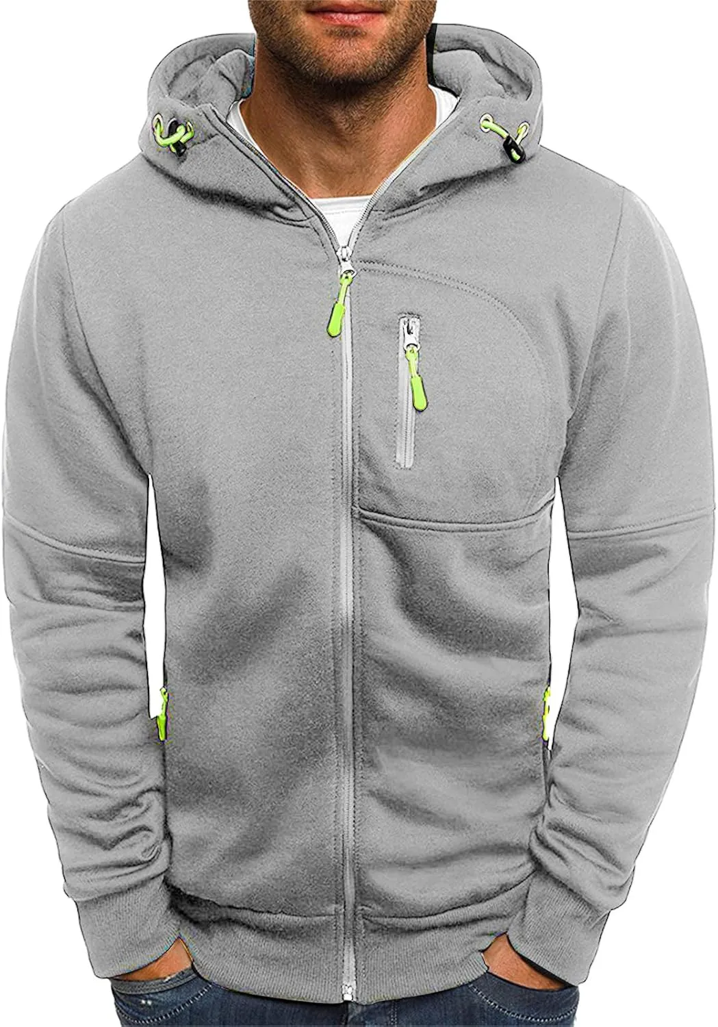 Thatrich Mens Oversized Hoodies Full Zip Hood Sweatshirt Lightweight Fleece Lined Jacket Casual Workout Sweatshirts Outerwear