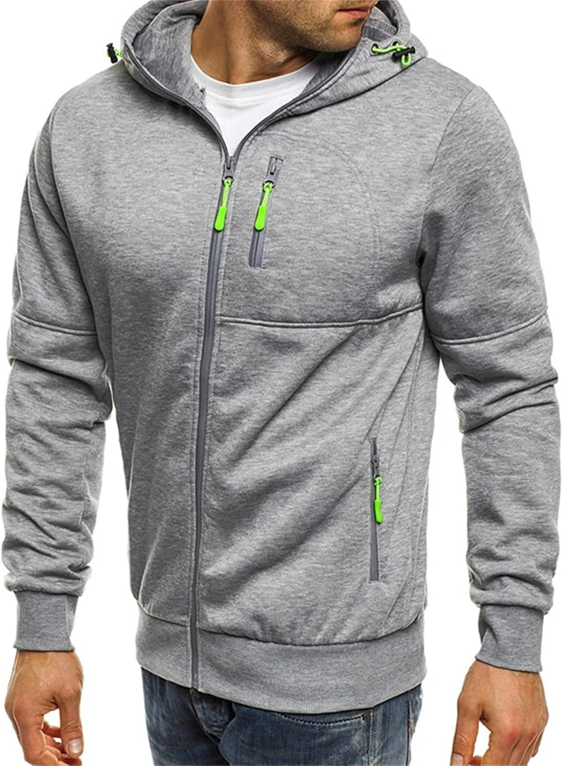 Thatrich Mens Oversized Hoodies Full Zip Hood Sweatshirt Lightweight Fleece Lined Jacket Casual Workout Sweatshirts Outerwear
