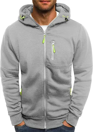 Thatrich Mens Oversized Hoodies Full Zip Hood Sweatshirt Lightweight Fleece Lined Jacket Casual Workout Sweatshirts Outerwear