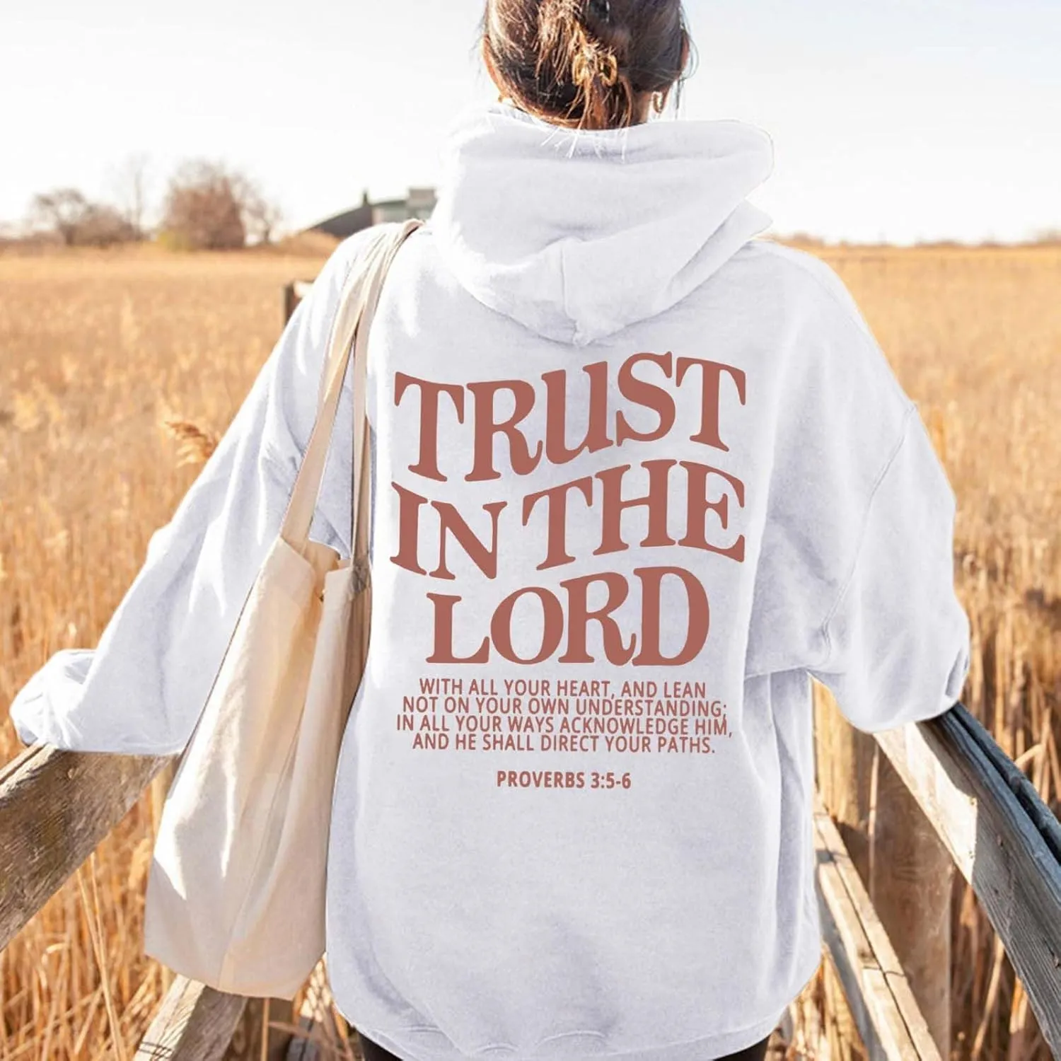 Trust in the Lord Christian Bible Verse Hoodie Jesus Saves Faith Sweatshirt Pullover Tops Fall Harajuku Stre