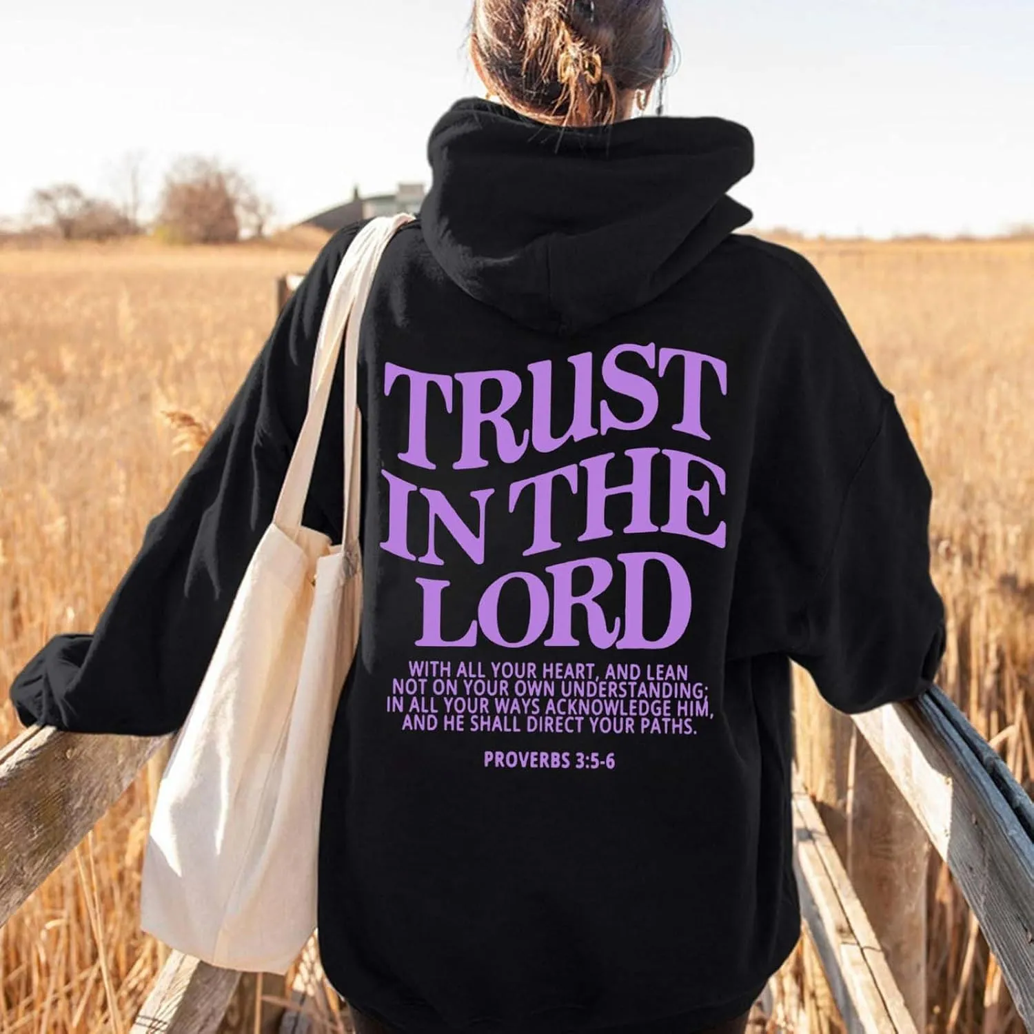 Trust in the Lord Christian Bible Verse Hoodie Jesus Saves Faith Sweatshirt Pullover Tops Fall Harajuku Stre