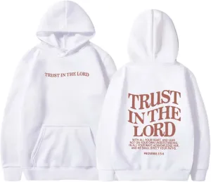 Trust in the Lord Christian Bible Verse Hoodie Jesus Saves Faith Sweatshirt Pullover Tops Fall Harajuku Stre