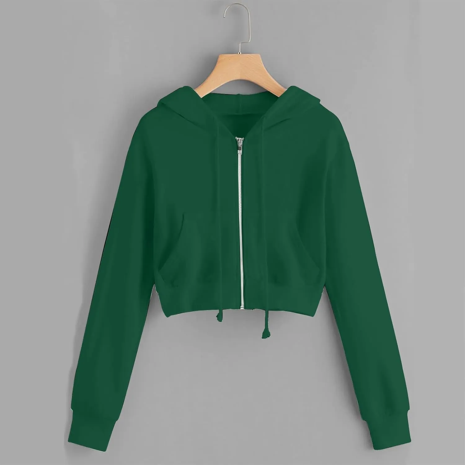 TUNUSKAT Womens Zip Up Hoodie Cropped Sweatshirts Fall Cute Crop Top Jacket Long Sleeve Light Workout Hoodies Gym Sweater