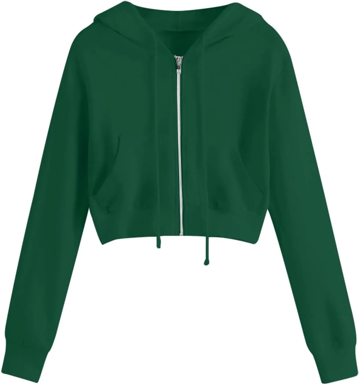 TUNUSKAT Womens Zip Up Hoodie Cropped Sweatshirts Fall Cute Crop Top Jacket Long Sleeve Light Workout Hoodies Gym Sweater