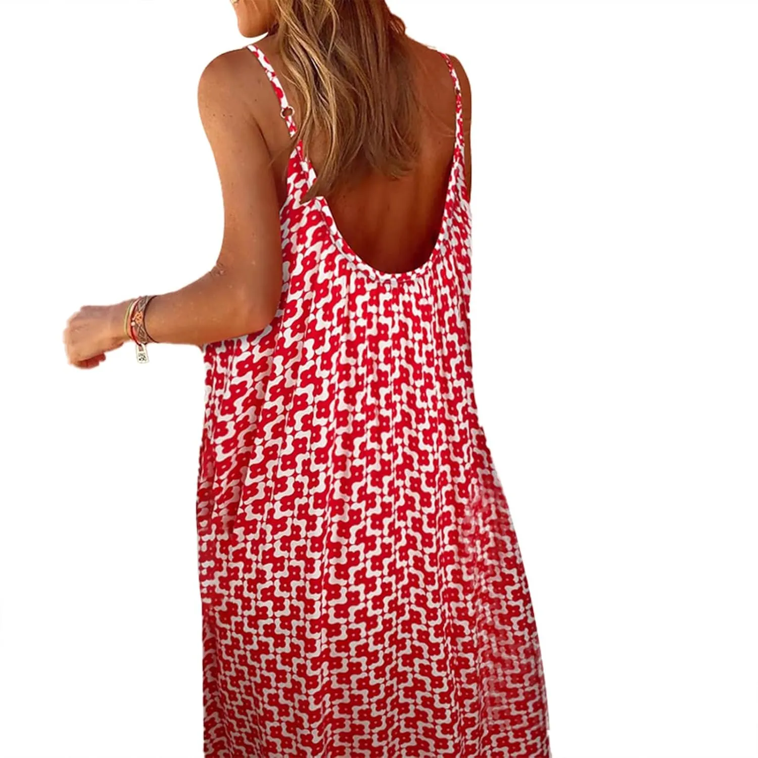 uSecee Boho Dresses for Women 2024 Casual Loose Bohemian Floral Dress Summer Beach Dress A Line Swing Flowy Long Maxi Dress