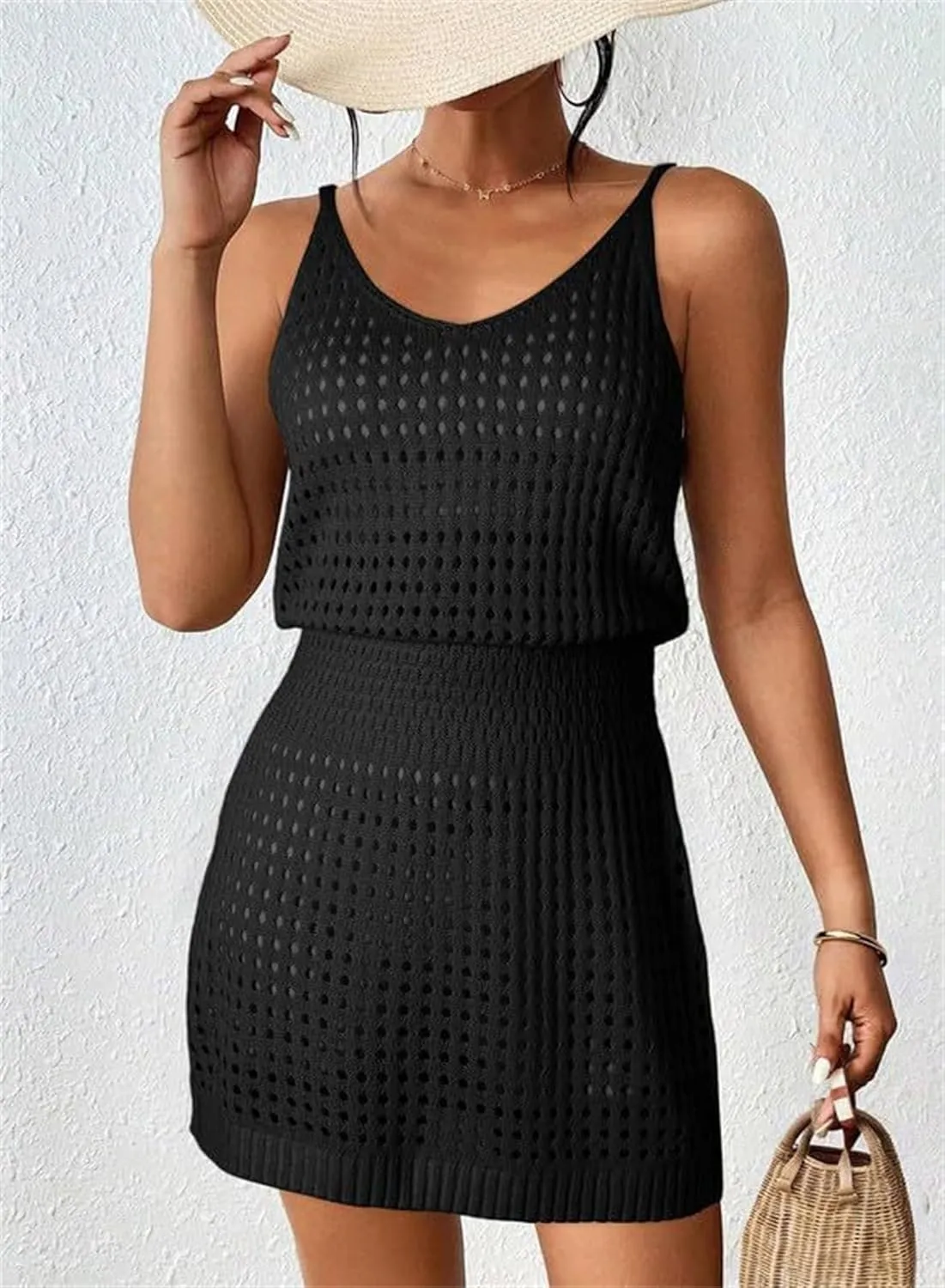 Vacation Dresses for Women 2025 Crochet Hollow Out Knit Cover Up Swimsuit Summer Beach Bathing Suit Cruise Outfits
