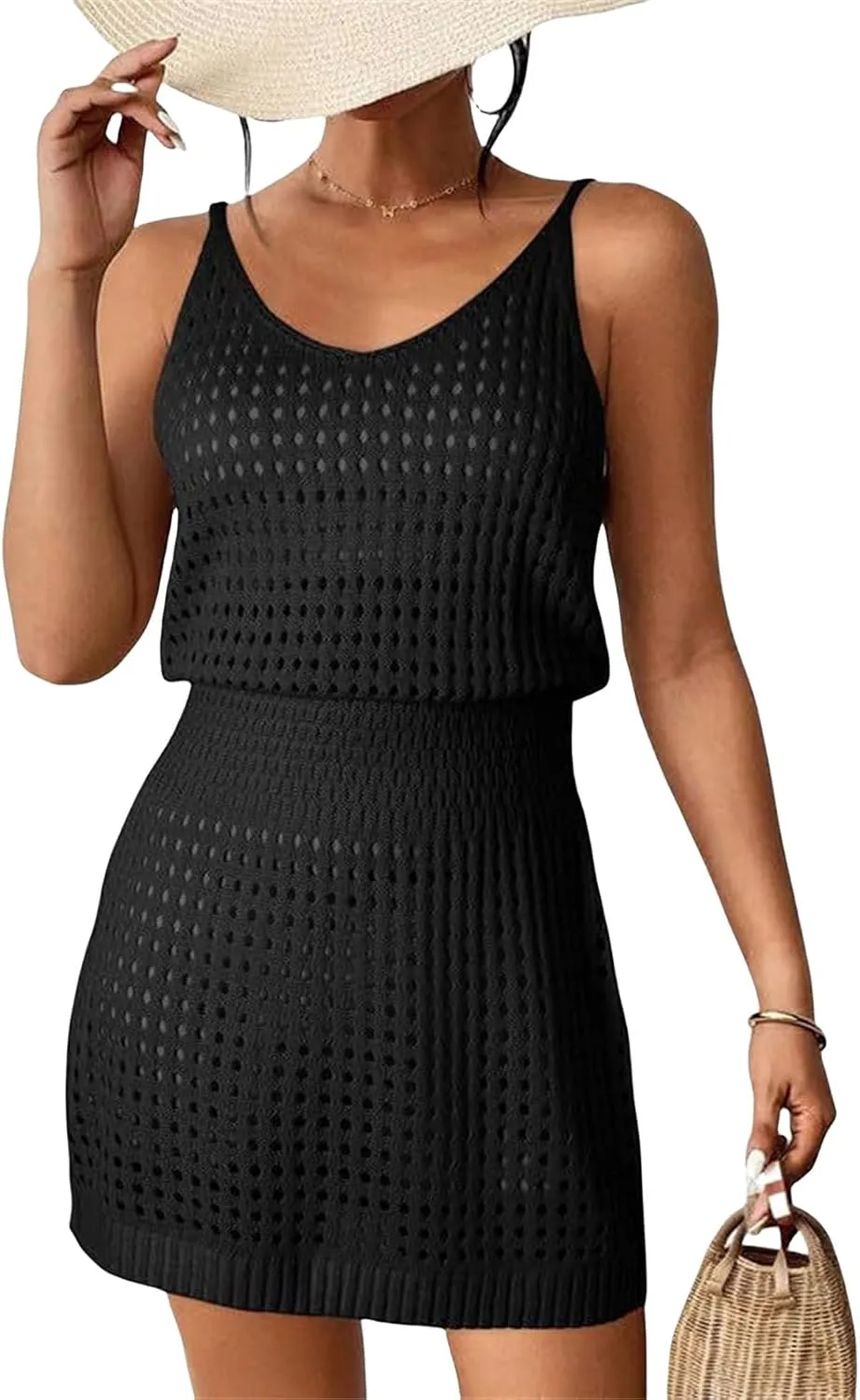 Vacation Dresses for Women 2025 Crochet Hollow Out Knit Cover Up Swimsuit Summer Beach Bathing Suit Cruise Outfits