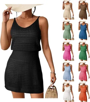 Vacation Dresses for Women 2025 Crochet Hollow Out Knit Cover Up Swimsuit Summer Beach Bathing Suit Cruise Outfits