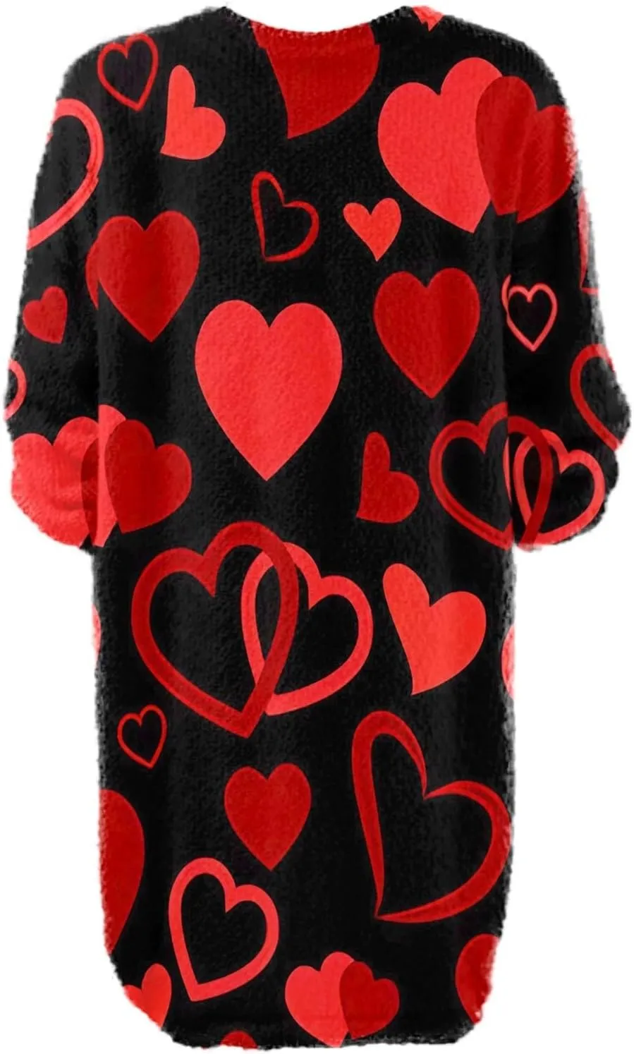 Valentines Day Dress for Women Round Neck Casual Long Sleeve Plush Plaid Dresses