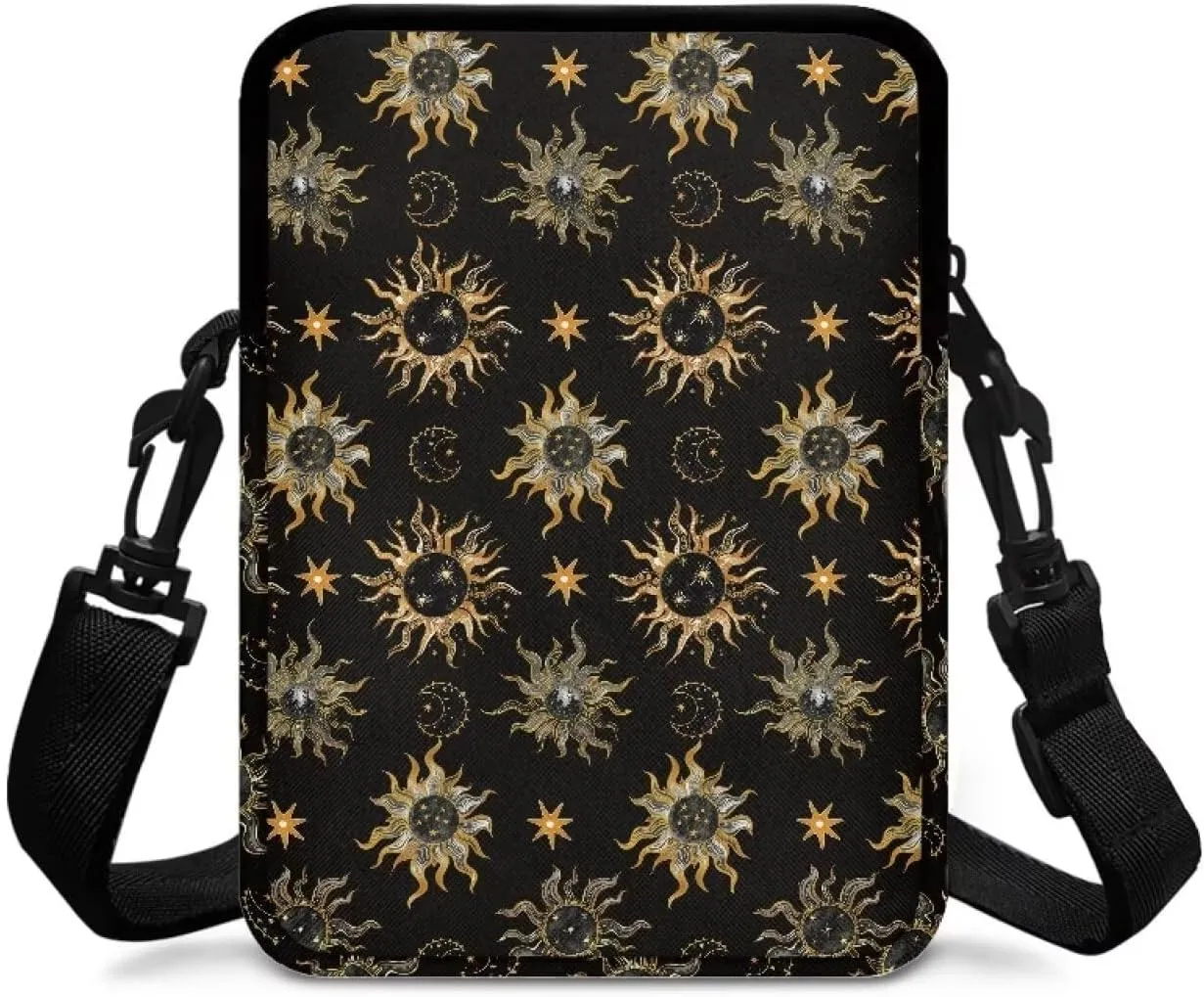Vintage Sun Pattern Women Shoulder Handbag Multiple Pockets Bag Ladies Crossbody Purse Breathable Lightweight Handle Satchel