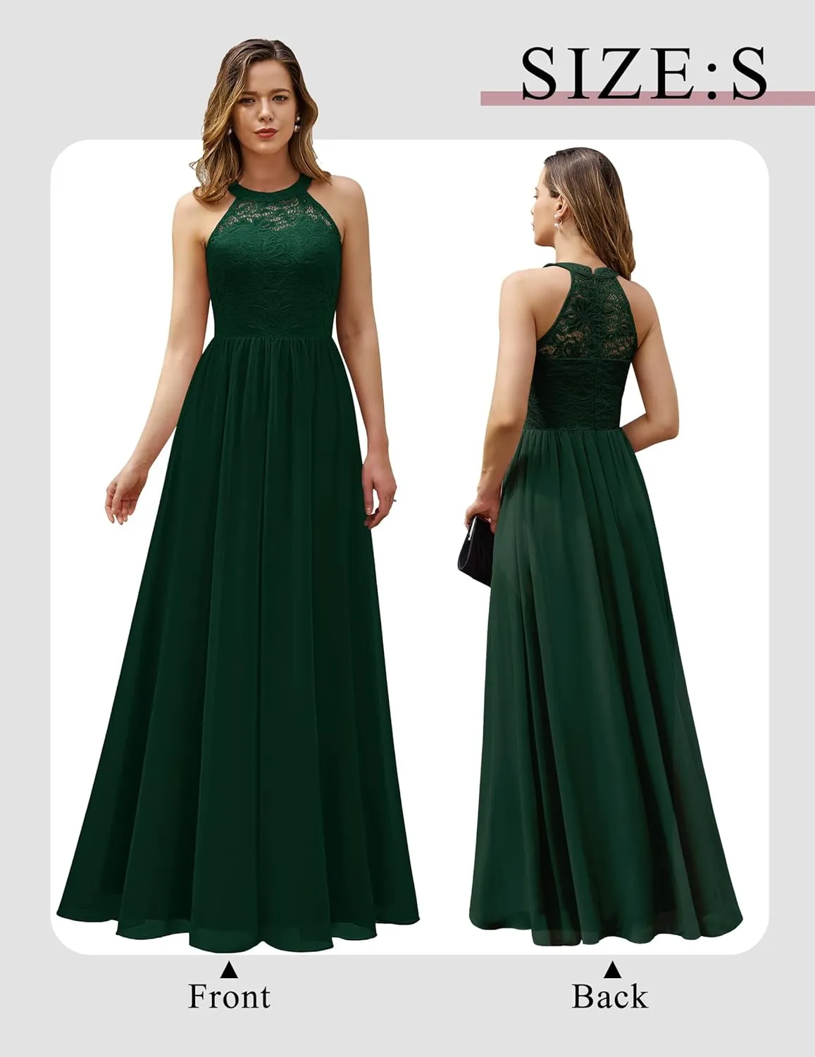 Wedtrend Women's Formal Dress, Halter Long Prom Dress Floral Lace Bridesmaid Dresses